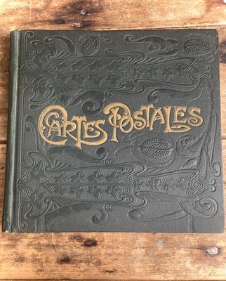 Altes Postkartenalbum Jugendstil um 1900 leer Perkal geprägt Deko