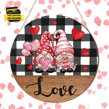 Valentine'S Day Door Sign Valentine Gnome Hanging Sign Wooden Valentine'S Day De