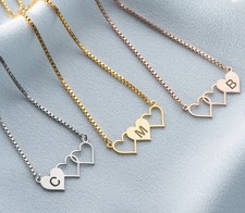 Personalized 3 Necklace Hearts Sisters Necklace BFF Necklace Best Friend Gift