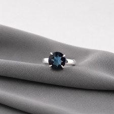 London Blue Topaz Gemstone 925 Sterling Silver Handcrafted Partywear Ring Gift