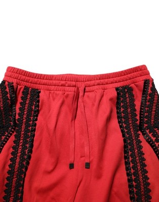 DOLCE & GABBANA Pants Red Embroidered CasualCropped Trouser IT56