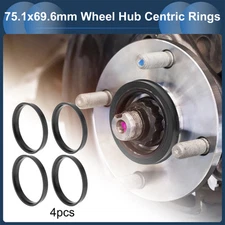 75.1mm to 69.6mm Car Wheel Hub Centric Rings Black Polycarbonate 4 Pcs