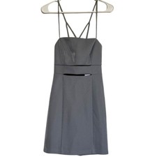 BCBG Generation Cutout Strappy Bodycon Dress Womens Size 4 Mini Shimmer Grey NWT