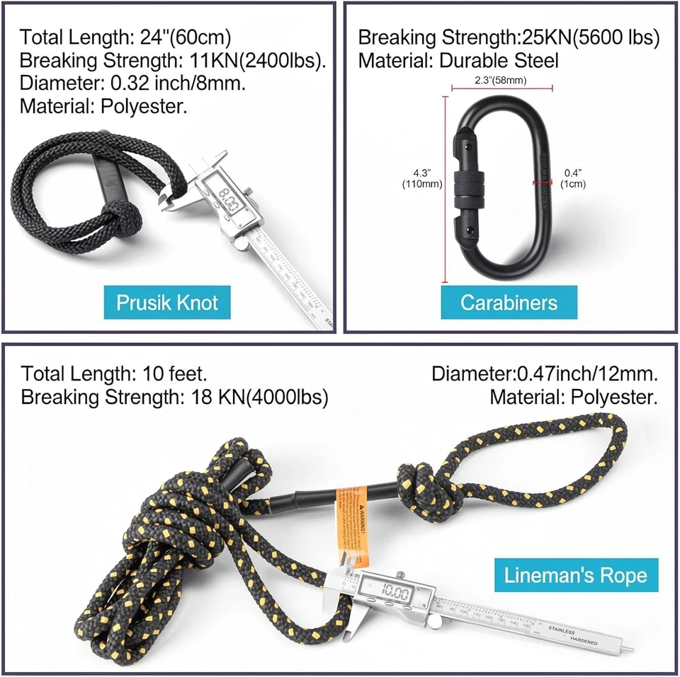 Treestand Safety Rope, Linemans Rope for Hunting, Tree Stand Safety Line, Tree T - Image 3 of 4