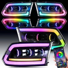 For 2009-2018 Dodge Ram 1500 2500 3500 Led Rgb Headlights Wanimation Drl Set 2x For 2009-2018 Dodge Ram 1500 2500 3500 Led Rgb Headlights Wanimation Drl Set 2x