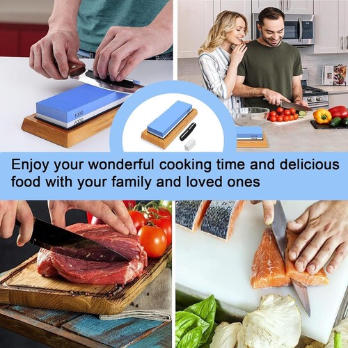 Knife Sharpening Stones Non Slip Base Angle Guide 6000 1000 Grit Side 5 In 1 NEW - Picture 9 of 9