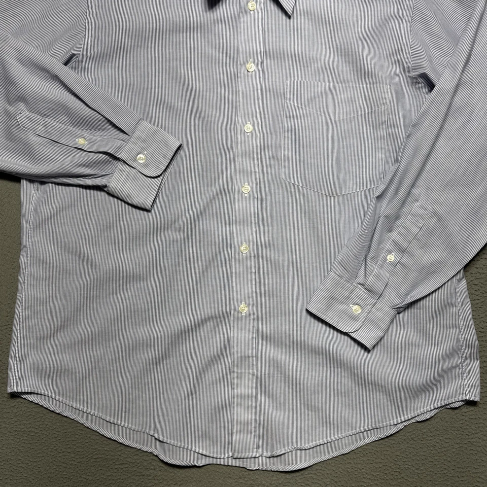 Camisa de vestir Christian Dior Monsieur para hombre 17 1/2 - 35 azul a rayas carrera oficina Foto 3 de 4