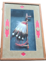 Beautiful Native American Made Calumet Pipe – VGC – SHADOWBOX FRAME -Argus Dowdy