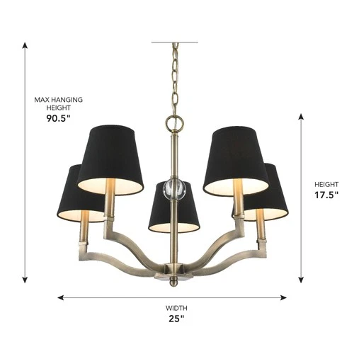 Golden Lighting Waverly 25" Aged Brass Silken Black Shade Chandelier - Picture 7 of 7