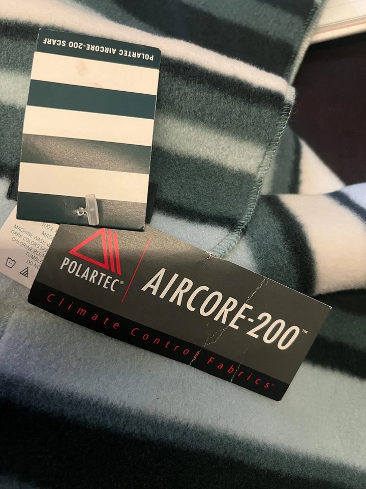 Bufanda Lands' End Polartec Aircore 200 polar azul a rayas hecha en EE. UU. Invierno Foto 3 de 4