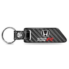 Honda Civic Type-R Real Carbon Fiber Blade Style Black Leather Strap Key Chain
