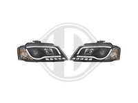 Designscheinwerfer Set FüR Audi A3 Tube Lights Klarglas/Schwarz 2008-2012