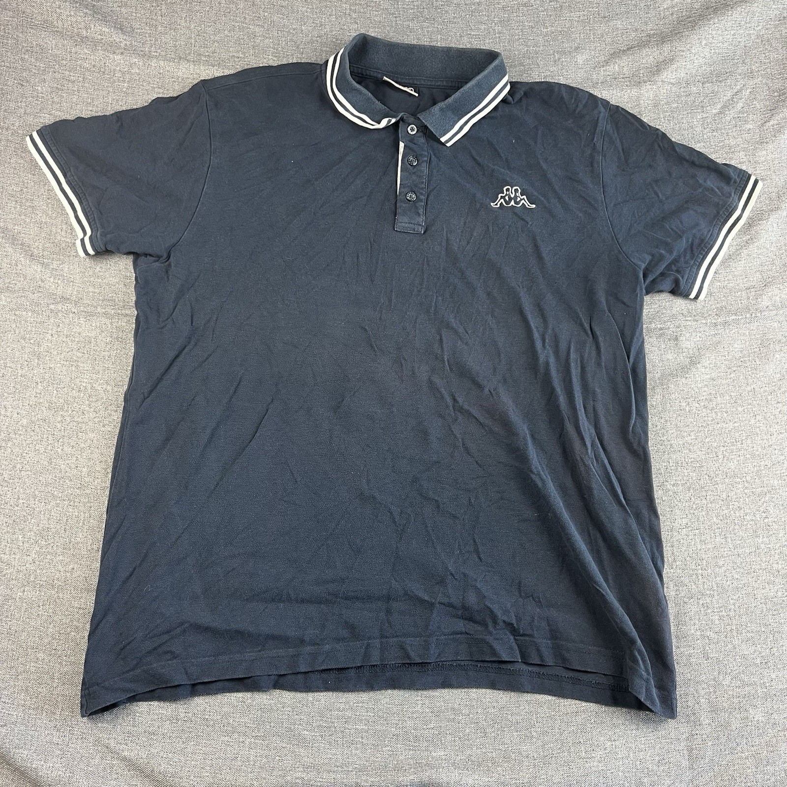 Kappa Polo Shirt Mens XL Black Vintage Cotton Short Sleeved Casual Outdoor