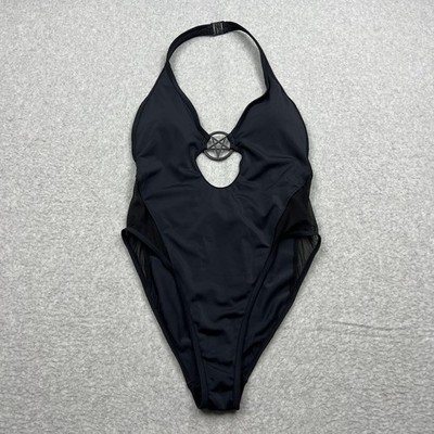 KillStar Dark Lyfe Swimsuit Women's Small Black Cutout Pentagram Bathing Suit