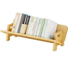 Retro Wood Desktop Bookshelf Organizer Stable Tabletop Storage Rack for Books