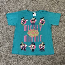 Vtg Mickey and Minnie Disney T-Shirt Single Stitch Made In USA Size Small AOP