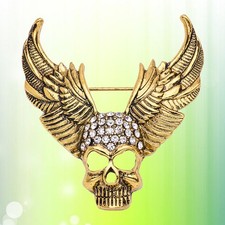 Skull Bones Brooch Pin Crystal Gothic Punk Breastpin for Evening Party Costume