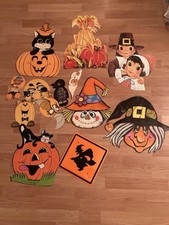 Lot Of 13 Vintage Halloween / Thanksgiving Die Cut Cutouts