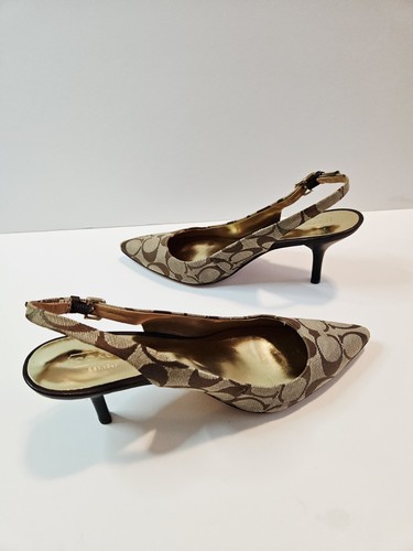 Coach Zarya Sling back Kitten Heels Womens Size 7.5B Shoes A0169 - Picture 9 of 11