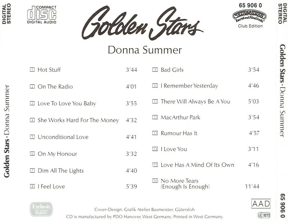 (CD) Donna Summer - Golden Stars - International - I Feel Love, Hot Stuff,u.v.a. - Bild 2 von 2