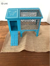 American Girl Chicken Coop Stable Accessories Blue Hen House Retired EUC