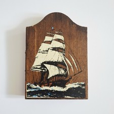 Vintage RARE Nautical Themed Wooden Dartboard Cabinet Small