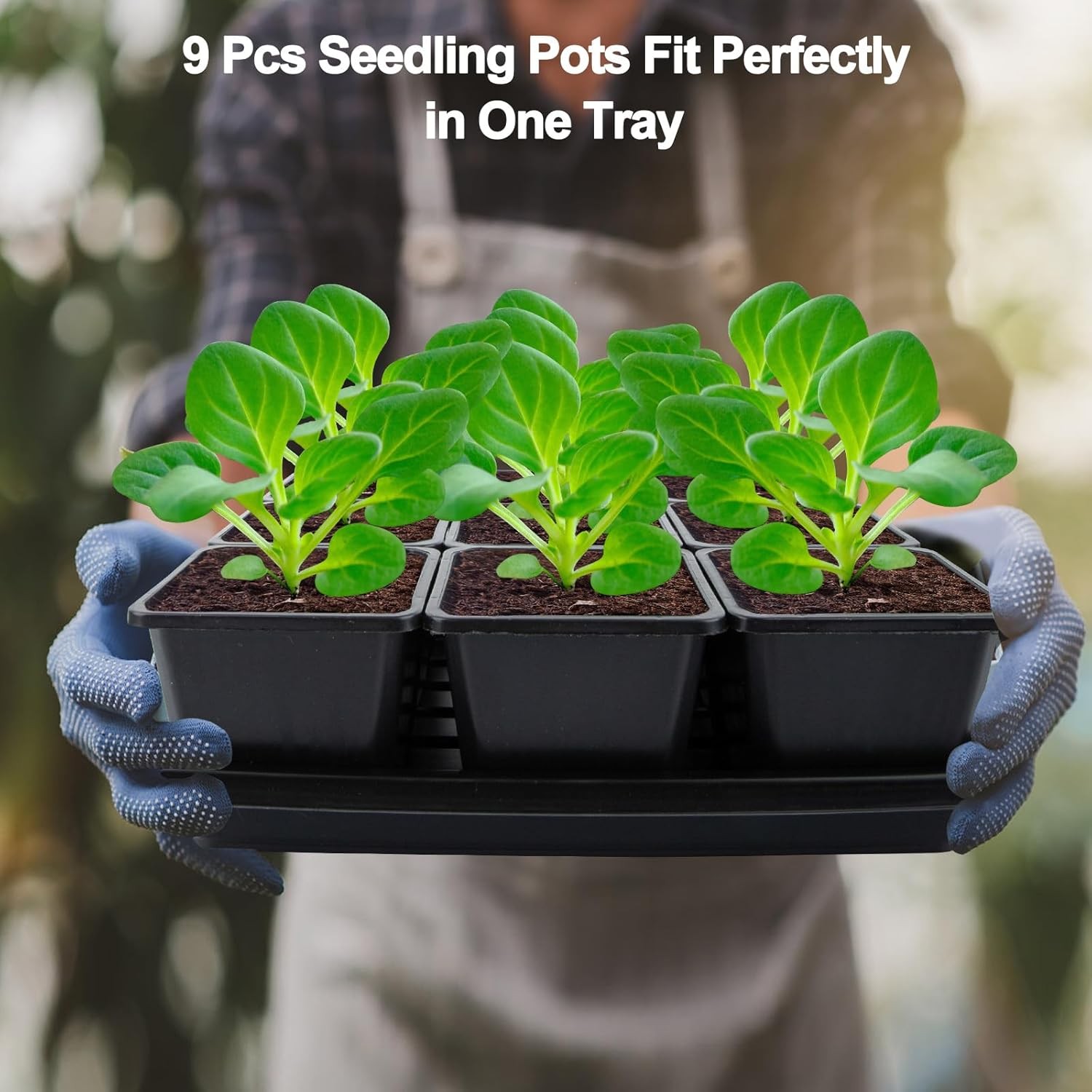 50Pcs 3.5inch Square Nursery Pots with 5Pcs Seed Starting Trays, Seed Starter Tr