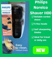 Philips Norelco Shaver 1100 Corded Electric Razor 4D Flex Head Black (NEW)
