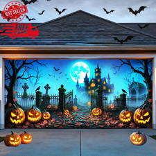 Halloween Garage Door Cover 7 X 16 Ft Large Hanging Backdrop Door Banner  Horro
