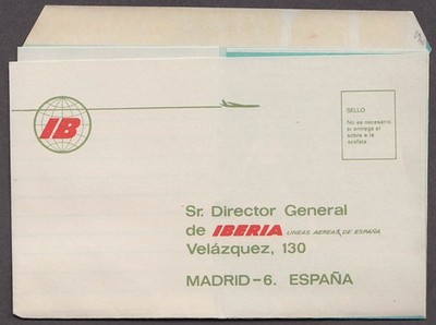 Iberia Lineas Aereas de Espana Passenger Comment mailer 1960s