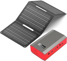 65W AC DC Portable Power Station  30W Solar Panel Fast Charger Solar Generator