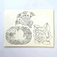 CHRYSANTHEMUM LABLE & FLORALS Paper Parachute Cling Rubber Stamp Rose Garden bb4