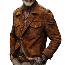 New Vintage Jacket Men's Retro Jacket Lapel Casual Blazer Tops Jacket Coat