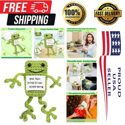 Charming Crochet Frogs with Motivational Cards - Thoughtful Gifts for Loved Ones