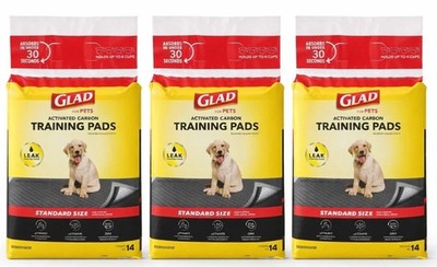 3-Pack GLAD For Pets Activated Carbon Training Pads Standard Size 14pc Us Seller