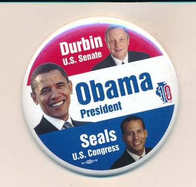 Official Illinois IL Obama Durbin Seals trigate cello campiagn button 3''