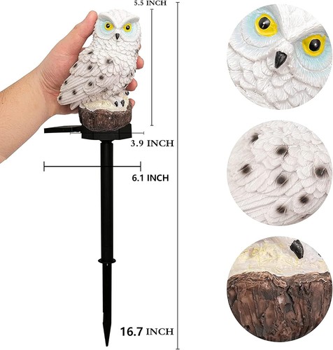 2 Pack Owl Solar LED Lights Resin Garden Waterproof Outdoor Yard Patio Decor - Bild 2 von 7
