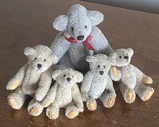 Lot 5 Mini Miniature Dollhouse Bears 4 Little gem  & 1 Artist - 2”-3.5” CUTE
