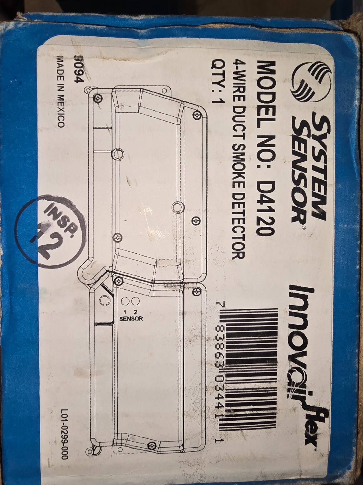 System Sensor D4120 4-Wire Photoelectric Duct Smoke Detector