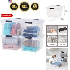 40 Qt Stackable Plastic Storage Bins with Lids, 4 Pack - BPA-Free, - See-Thr...