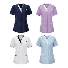 V Neck Nursing Tunic Top For Carers Uniform Hairdresser SPA Nail Salon Therapist