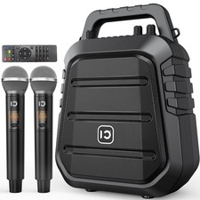 100W Powerful Voice Amplifier with 2 Wireless Microphones, Portable Speaker w...