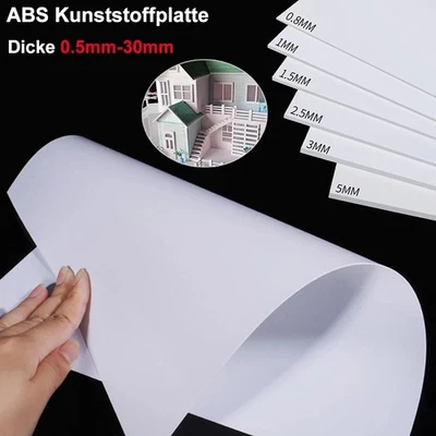 Weiß ABS Kunststoffplatte Platte Stärken 1,2,3,5,6,8mm - 30mm Kunststoff Platte - Bild 1 von 4