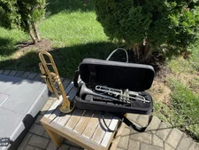 Vintage Couesnon Made In Paris France Trumpet Lot Brass Silver With Protec Case