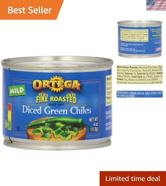Chiles verdes tostados en cubitos al fuego, suaves - Paquete de 24 oz para sabor auténtico