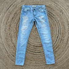 Teen Tween Girls Abercrombie Jeans Size 16 Slim Cute Distressed Patch Detail