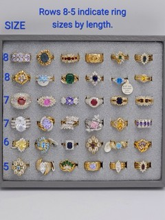 RARE Lot 36 Vintage 1980s/90s Old Stock Costume Rings 14KT Gold Electroplated CZ