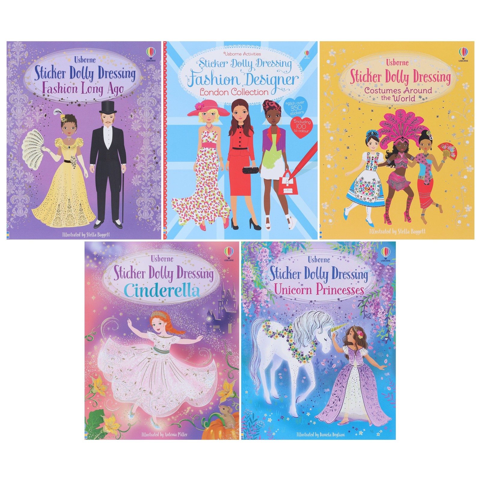 Usborne Publishing Ltd Girls Usborne: Sticker Dolly Dressing Collection Illustrated 5 Books Set - Ages 5-8 - Paperback - Image 2