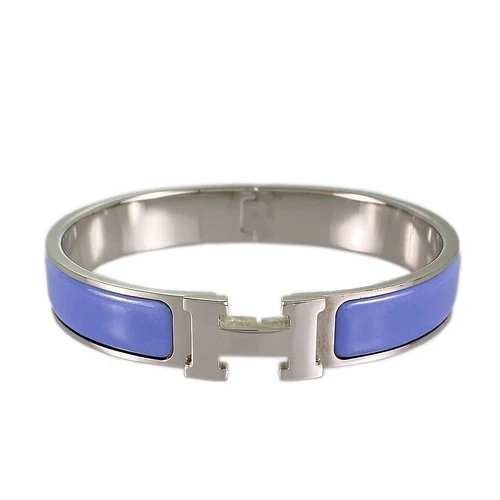 HERMÈS Bracciale HERMES Click Clack Blu Argento Logo H Accessori Moda Donna