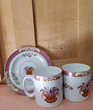 Spode Lord Calvert Y5351 Fine stone 2 coffee mugs and 1  bread&butter  6 " plate